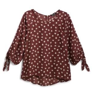 Stitch Fix Rust-Colored Patterned 3/4 Sleeve Blouse